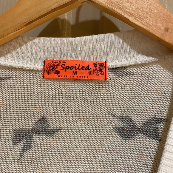 Spoiled cardigan. White and Black pattern Size M - Picture 2 of 4